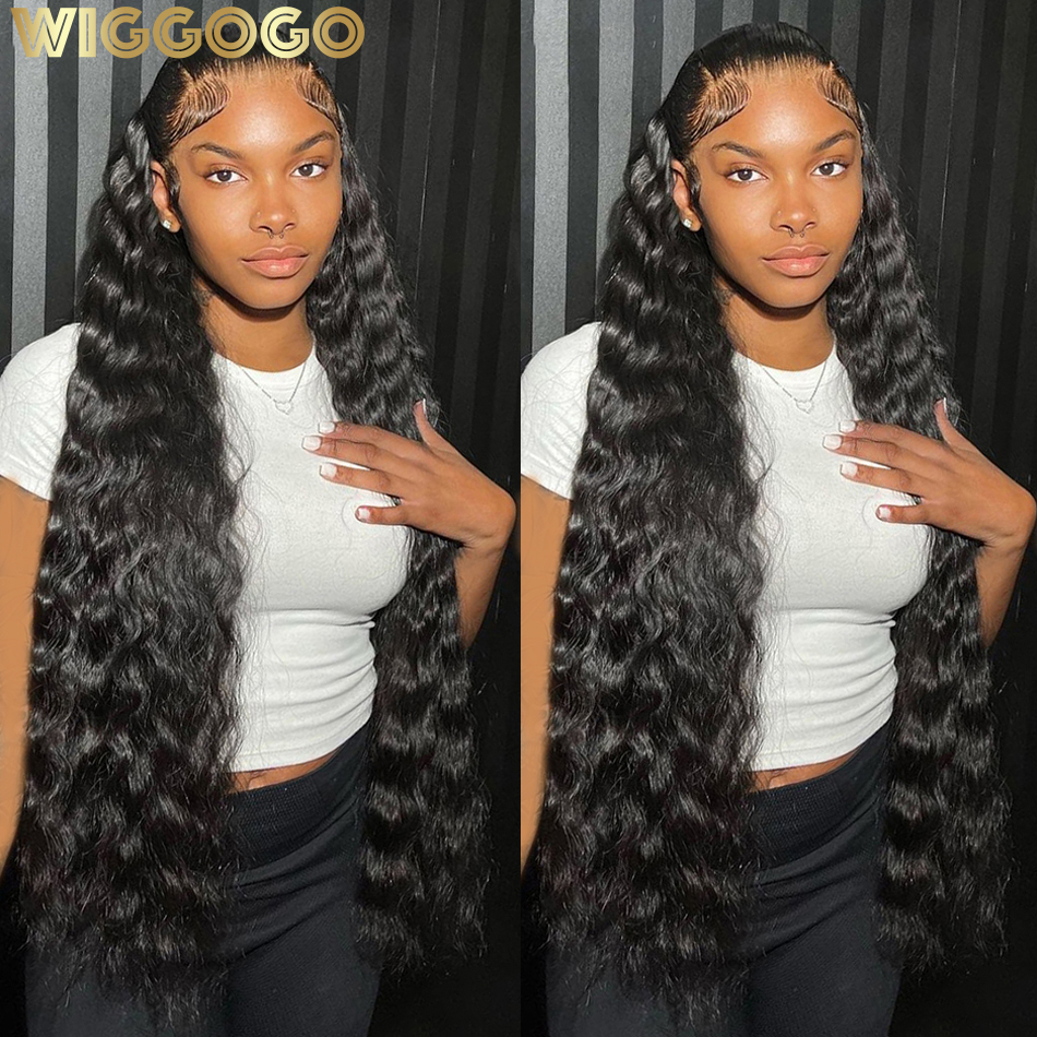 Wiggogo 40 pollici capelli umani 13X4 onda profonda parrucca frontale 13X6 ricci HD parrucche anteriori in pizzo onda d'acqua brasiliana 5x5 HD parrucca con chiusura in pizzo