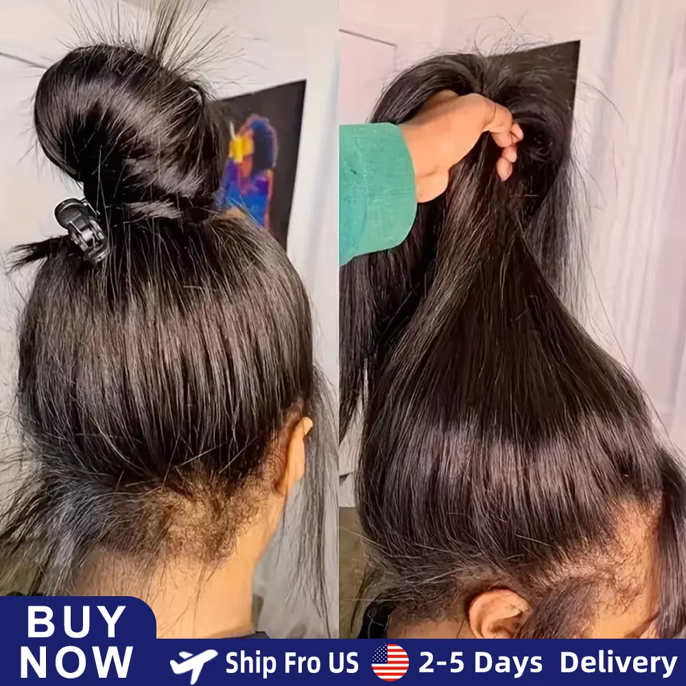 Peruka typu HD Lace Front, brazylijskie włosy proste jak kość, peruki z ludzkich włosów z przednią koronką HD, prawdziwe, surowe, czarne peruki 360 Full Lace dla kobiet, rozmiar 44 46 cali.
