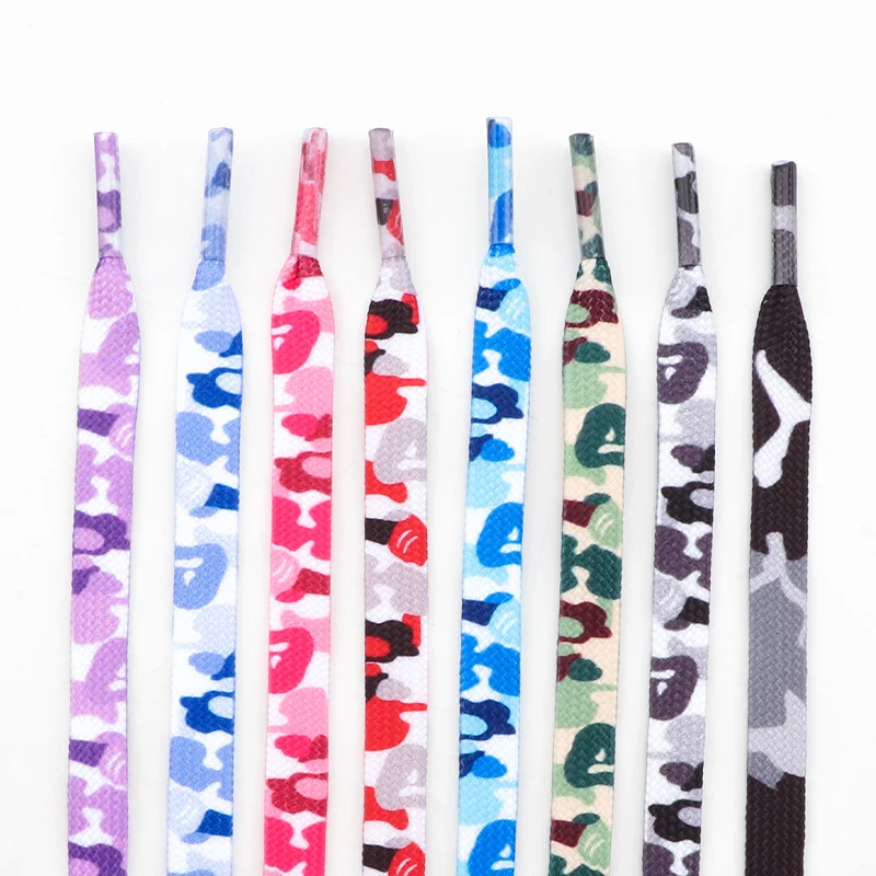 Cordones coloridos con estampado de camuflaje, cordones planos para zapatillas de deporte, botas AJ1 y AF1, accesorios de cordones de ocio para hombres y mujeres