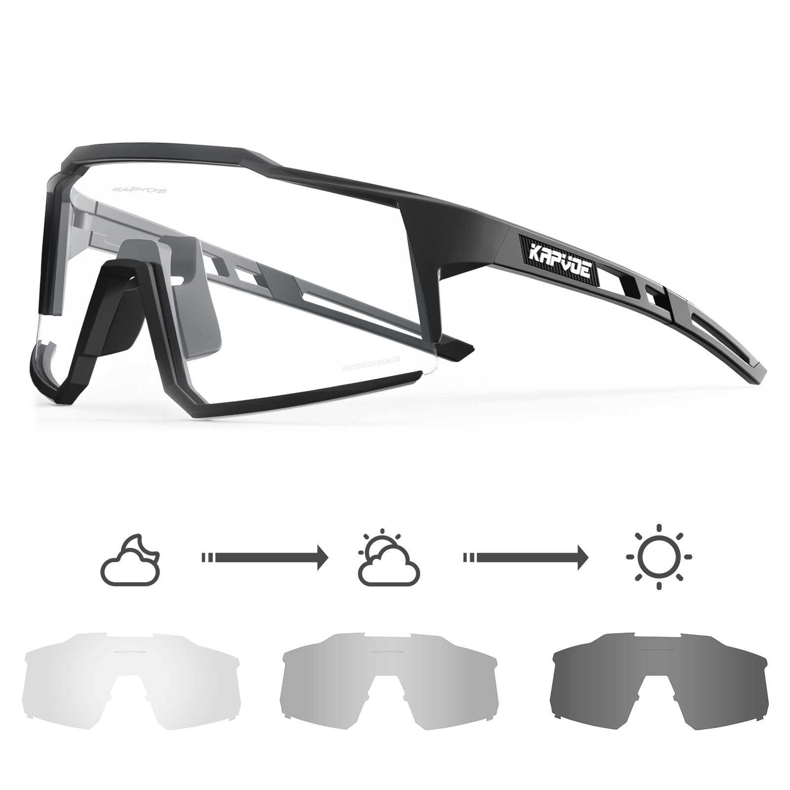 Kapvoe gorące fotochromowe okulary przeciwsłoneczne dla mężczyzn okulary rowerowe górskie gogle rowerowe damskie Outdoor Sports Running okulary UV400
