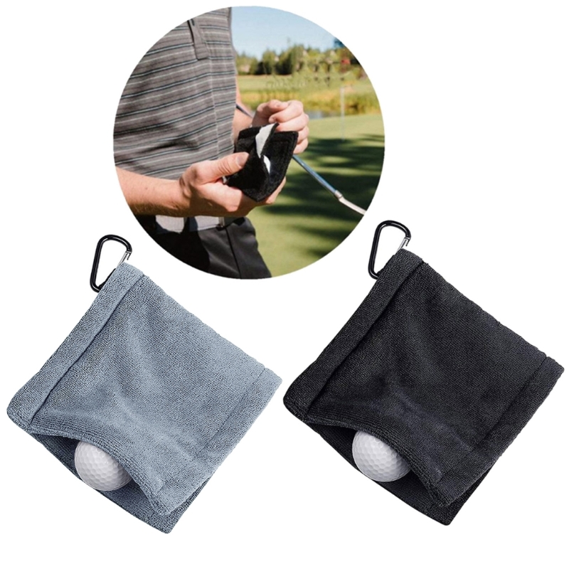 Toalha golfe quadrada, tecido microfibra, ferramenta limpeza toalha golfe com mosquetão, clipe resistência,