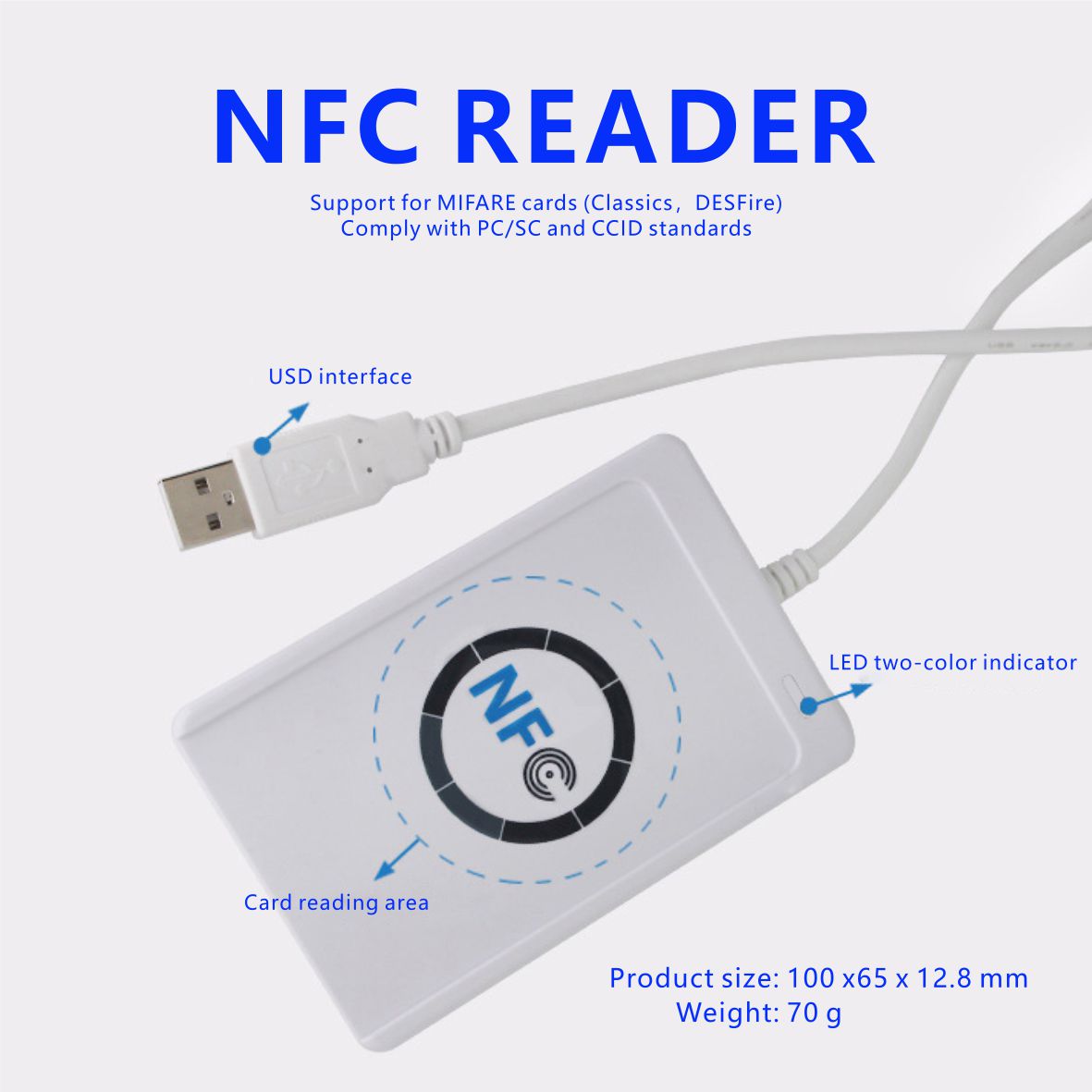 ACR122U RFID czytnik kart inteligentnych zbliżeniowa kopiarka kopiarka kopiarka zapisywalna klon NFC USB S50 13.56mhz kserokopiarka M1