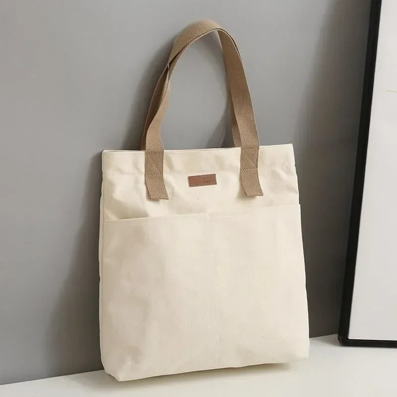 1Pcs frauen Einkaufstasche Leinwand Nähgarn Große Kapazität Erweiterte Sinn Handtasche Bequem Praktische Weibliche der Pendler Tasche