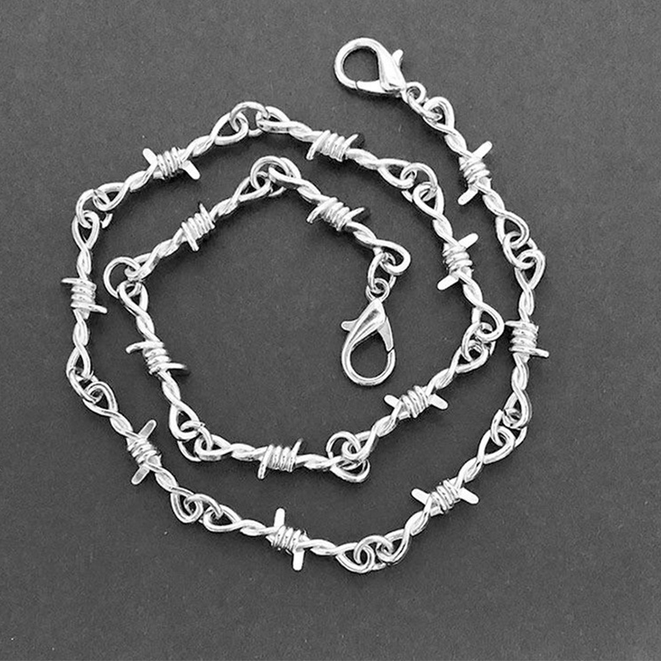 ZAKOL Collana girocollo unisex in ferro moda donna Hip-hop gotico punk filo spinato piccole spine catena girocollo gioielli regali
