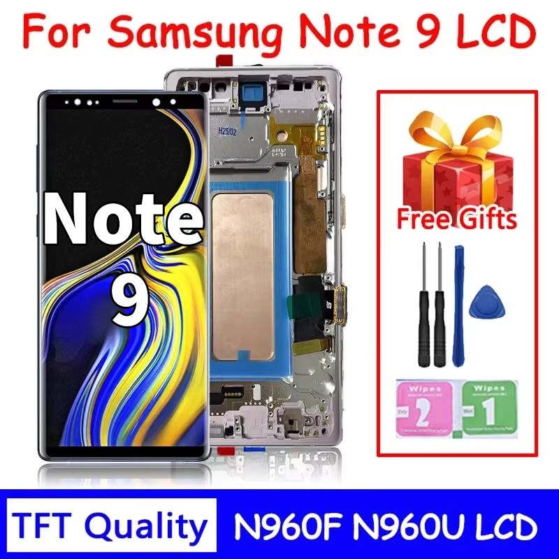 Nueva pantalla LCD Note9 para Samsung Note9, ensamblaje de digitalizador de pantalla táctil para Samsung Note 9 N960F N960U N9600 con marco LCD