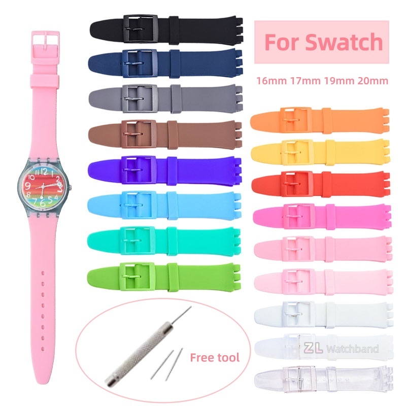 Silicone Watch Band for Swatch Colorful Sports Band Replacement Wrist Bracelet Rubber Watch Accessories 16mm 17mm 19mm 20mm