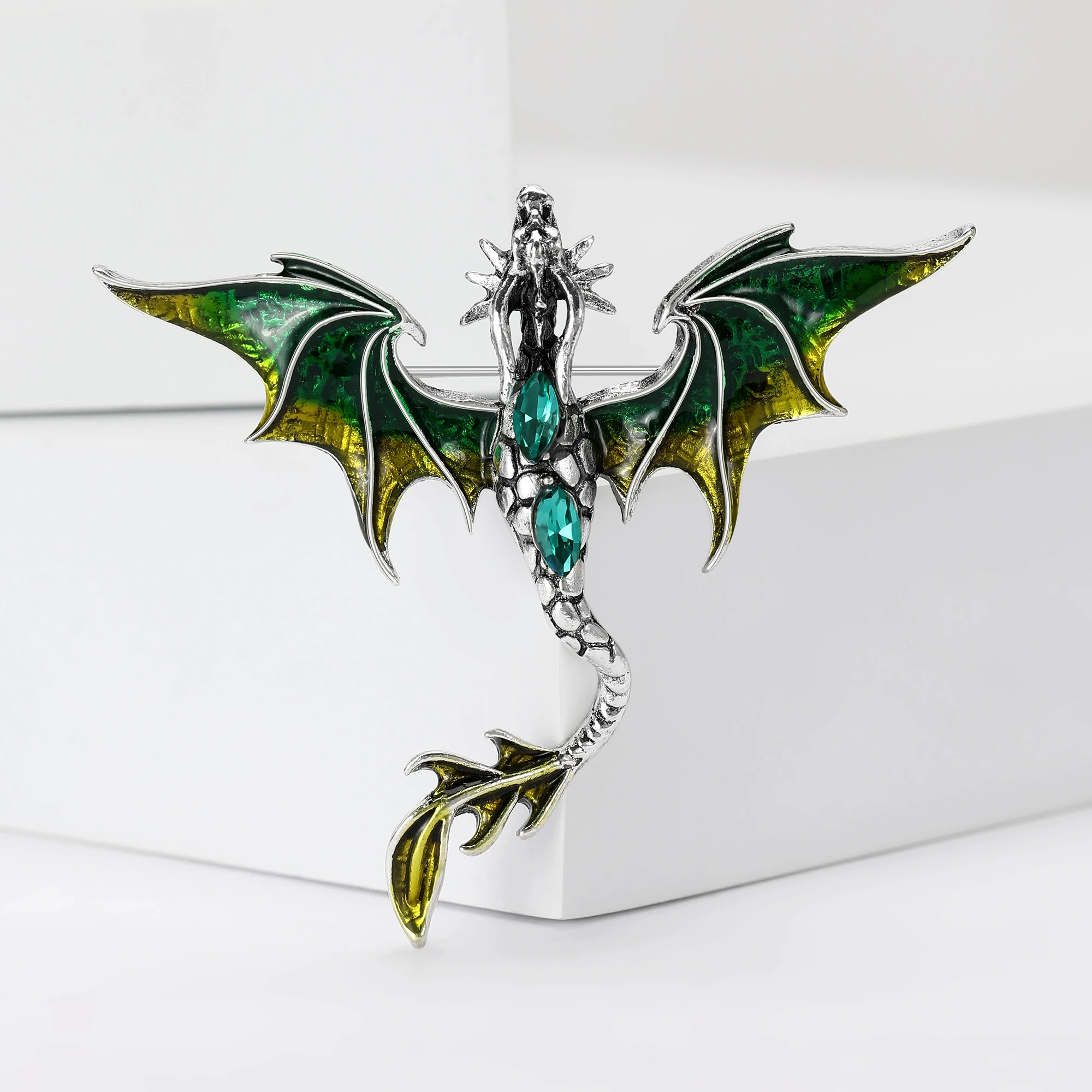 Pin Naga Enamel Populer untuk Wanita Bros Naga Terbang Berlian Imitasi Uniseks Aksesori Pakaian Dekorasi Ransel Pesta Acara
