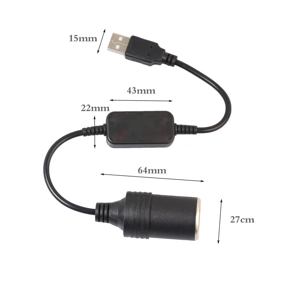 자동차 인테리어 액세서리 플러그 커넥터 어댑터 USB 5V에서 12V 변환 어댑터 유선 컨트롤러 충전 케이블 소켓