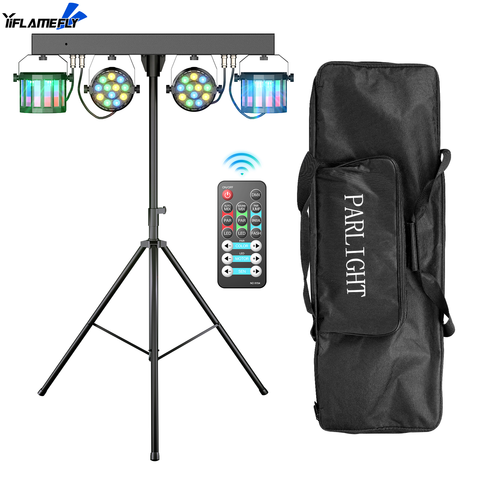 Yiflamefly 60w combinação de luzes de suporte 3/6/15ch adequado para igrejas concertos casamentos festas de aniversário ktv com bolsa de transporte
