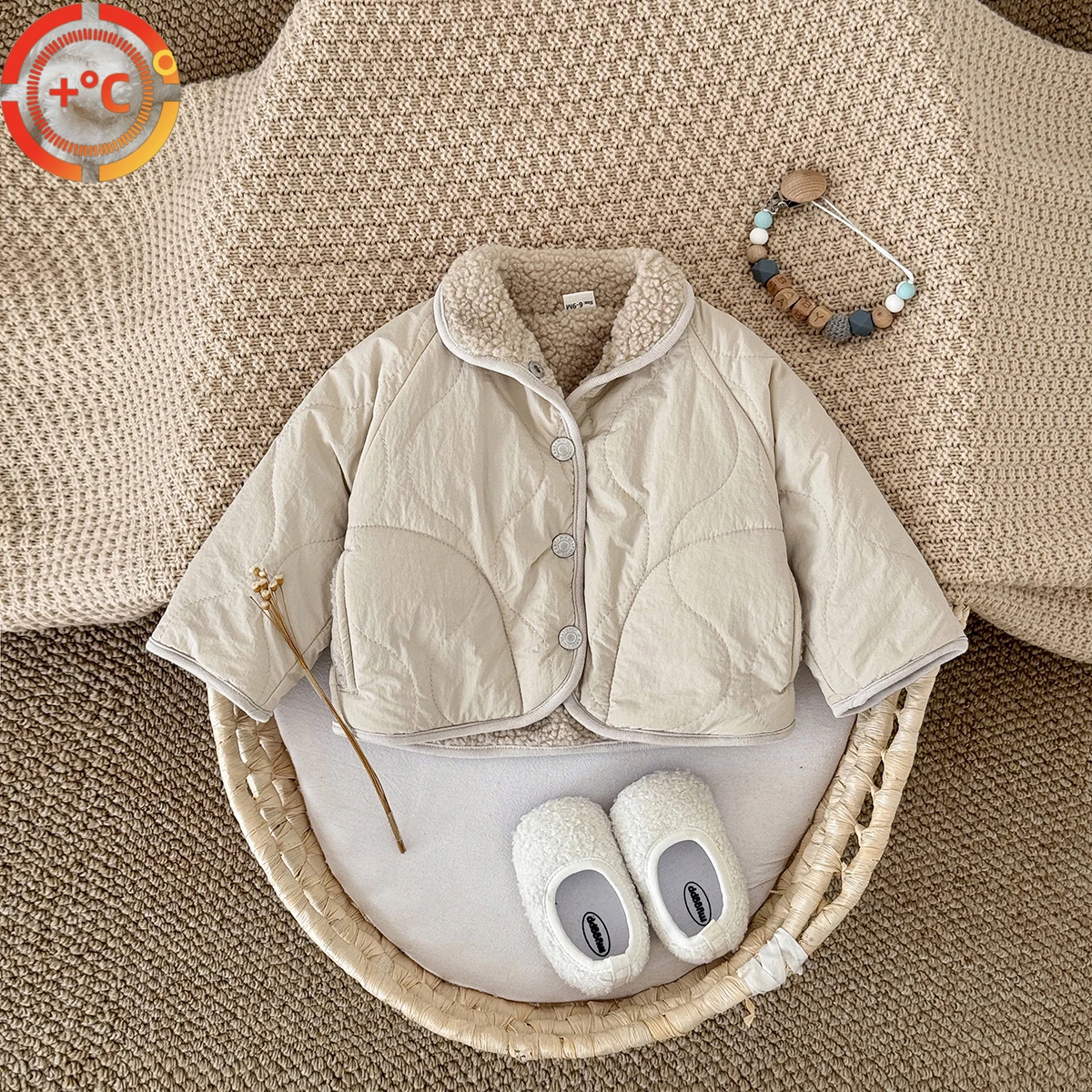 Baby Boys Girls Jackets For Kids Solid Cashmere Lined Cotton Coat Winter Warm High Necked Children Outerwear