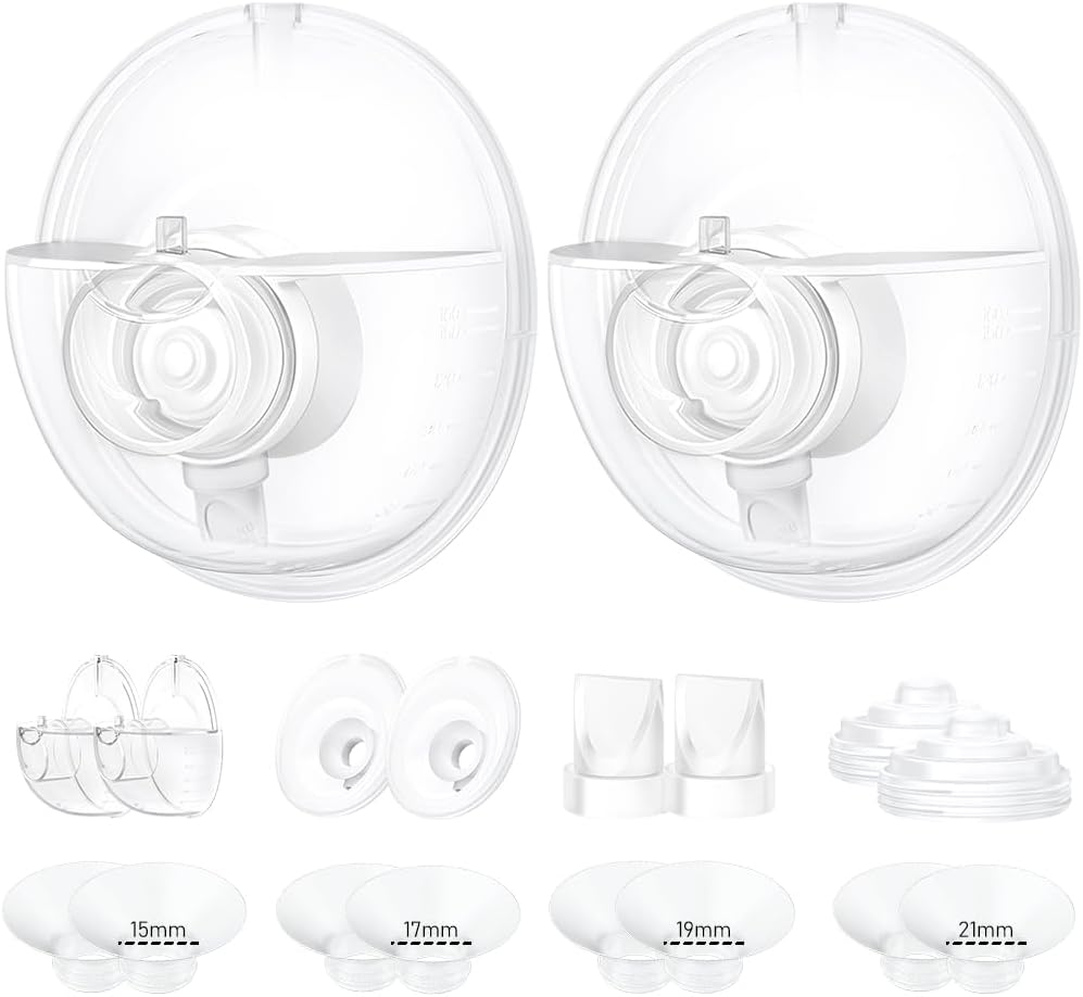 Conjuntos completos de copo coletor de 24 mm e inserções de flange compatíveis apenas com acessórios de substituição de bomba tira leite Momcozy M5