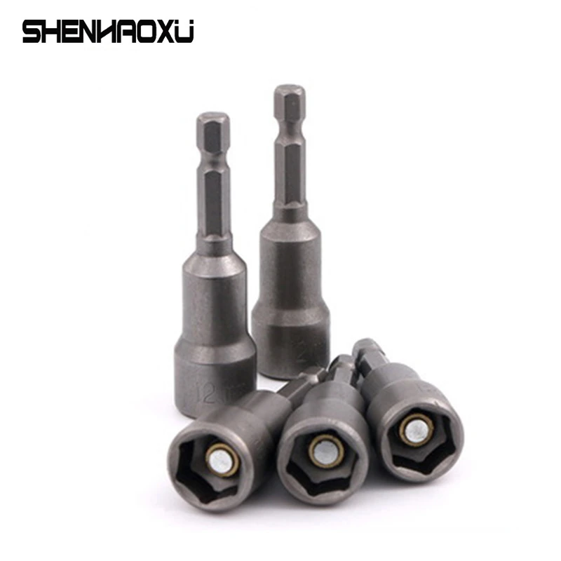 6mm 19 19mm 1pcs conjunto de driver porca de potência chave soquete padrão magnético 65mm 1/4 "hex haste ferramentas elétricas brocas drivers impacto