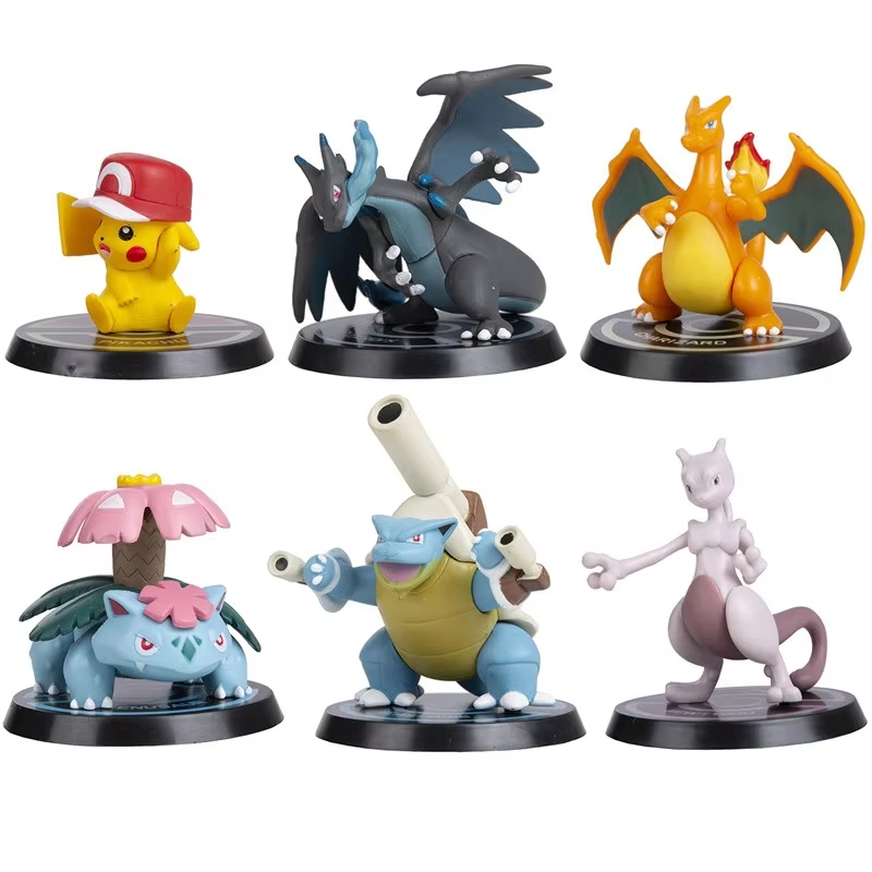 Pokemon 6 szt./zestaw Figurki Anime Pikachu 6-7cm Figurka Charizard Blastoise Squirtle Bulbasaur Figurki Akcji Model Zabawki Prezenty