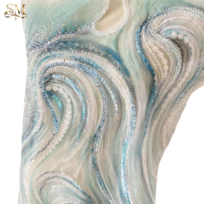 Nuovi Pezzi Ricamati 3D con Perle e Tie-Dye, Forme a Onda, Tessuti Multicolore, Accessori Fai-da-Te