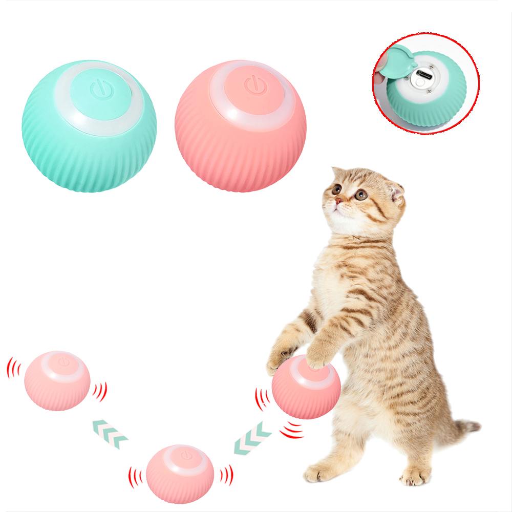 インタラクティブな猫のおもちゃのボール,360 ° 自動,自己回転,ローリングボール,USBアクセサリー,ペットのエクササイズ,子猫のためのチェイスのおもちゃ