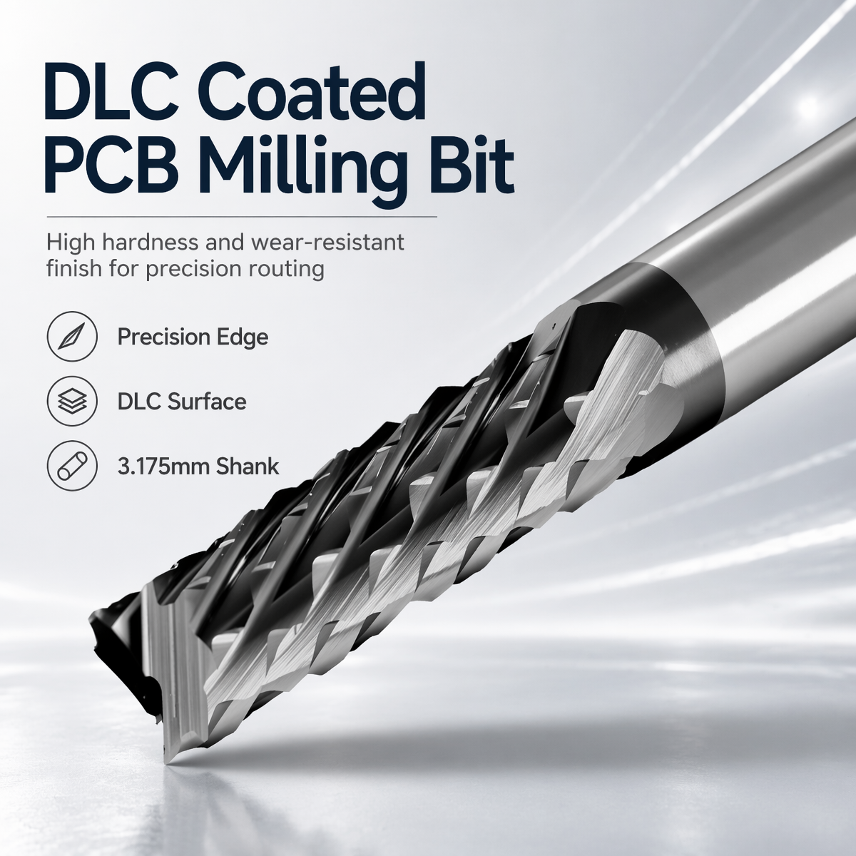 Mata Router pemotong penggilingan jagung PCB 0.4-3.175mm, alat pemotong lapisan Tungsten baja karbida untuk mesin kayu