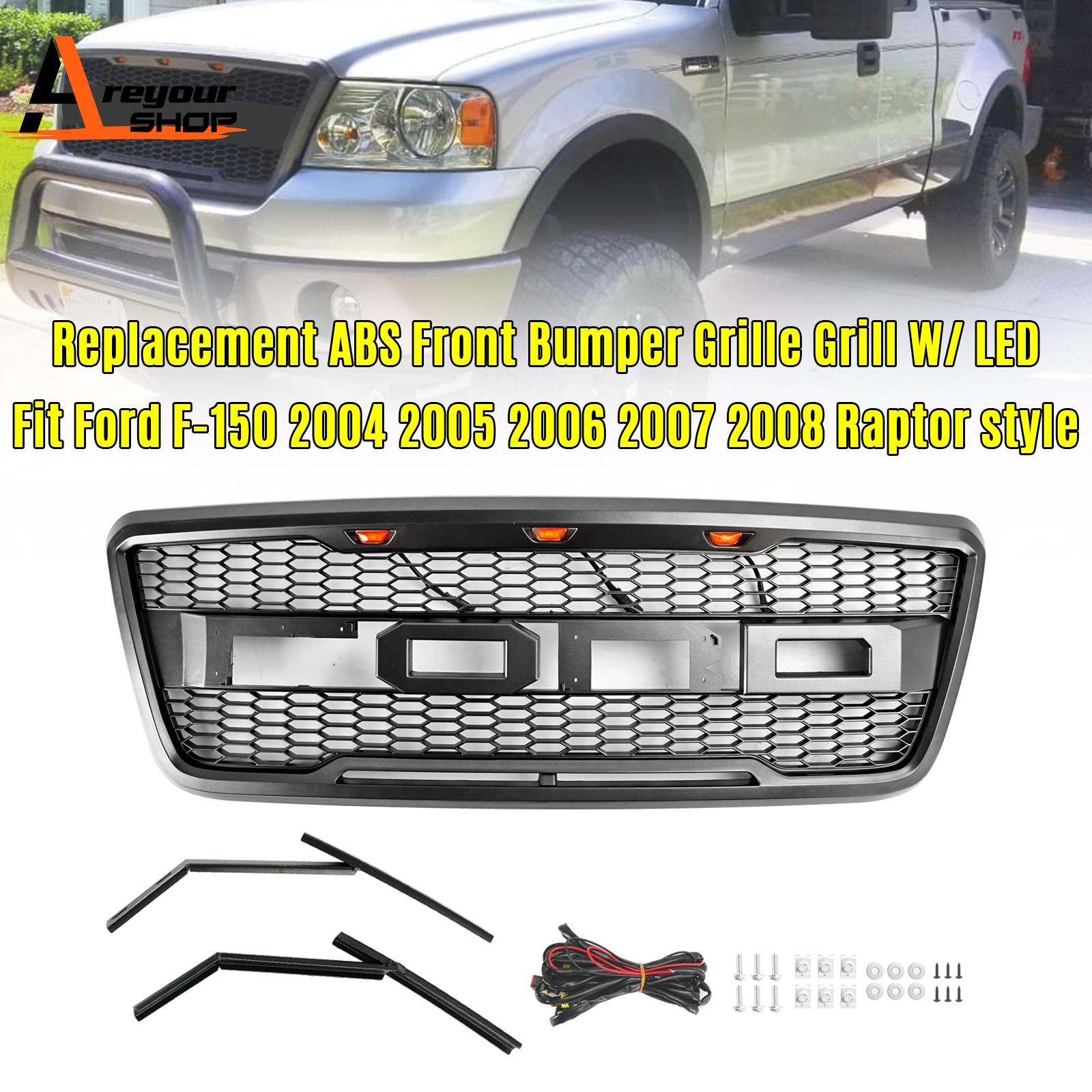 Przednia siatkowa osłona maski w stylu Raptor pasuje do Forda F150 2004-2008 z diodą LED