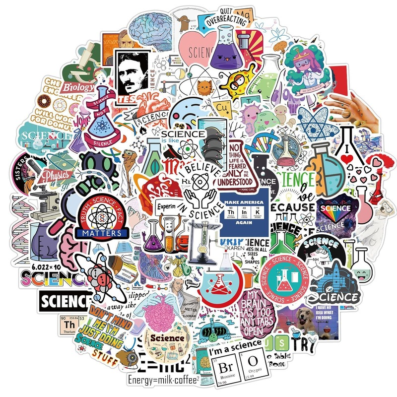 10/50/100 Stück Chemie Wissenschaft Graffiti Aufkleber Wasserdicht Gitarre Laptop Pad Telefon Wasser Tasse Koffer Skateboard Neuheit