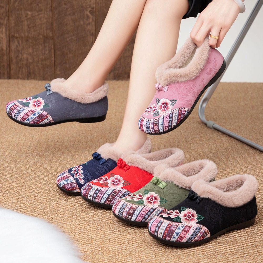 Fashion Women's Shoes Zapatillas De Mujer Cotton Shoes Woman Botines Embroidered Snow Boots Women Botas Winter Warm Short Boots