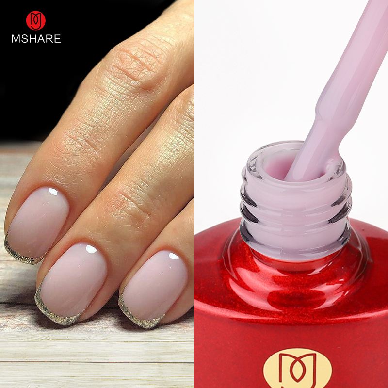 MSHARE Milky Rose Borracha Gel Camuflagem para Unhas Base Unhas Gel Cor Casaco 10ml UV LED Gel