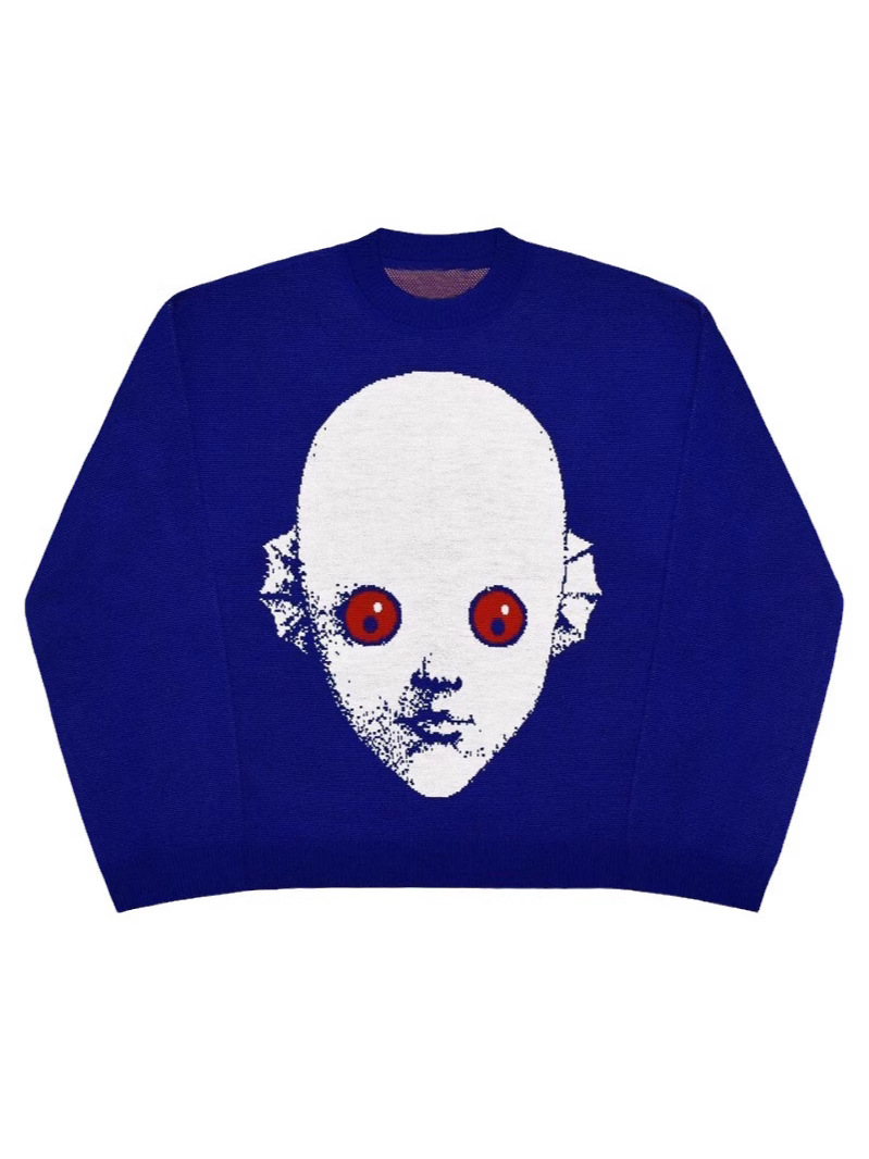 Y2K Pullover Winter Grafik Streetwear Damen Vintage Pullover Pullover Hohe Strickwaren Übergroße Gothic Langarm Tops Kleidung