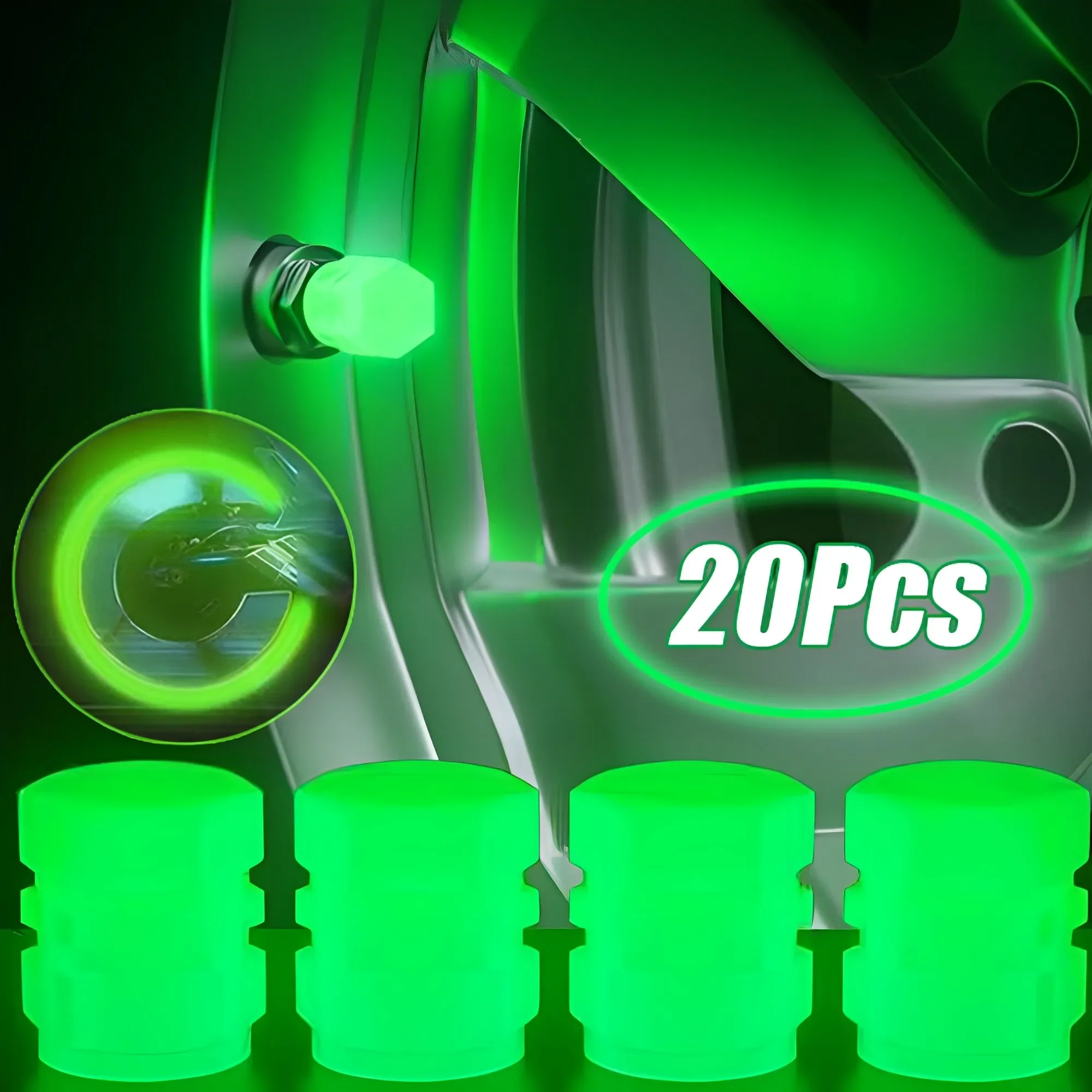 Luminous Valve Caps Fluorescent Night Car Tire Valve Caps Motorcycle Bike Glowing Decor Wheel Nozzles Tyre Cap Car Accessories