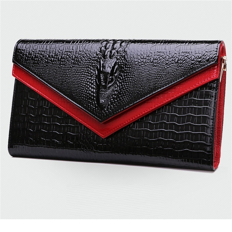 Wzór aligatora damska kopertówka ze skóry bydlęcej Patchwork krokodyl damskie torby na ramię lub crossbody ze skóry bydlęcej