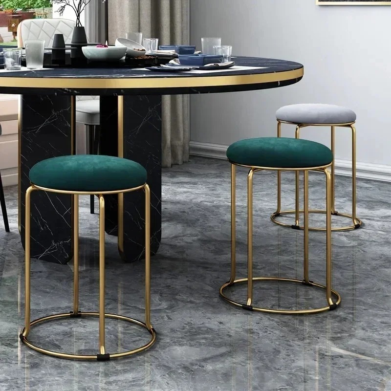 Rebar Round Stool Staable Soft Fabric Living Room Dining Table Bar Chair  Portable Lightweight Stool, Bedroom Dresser