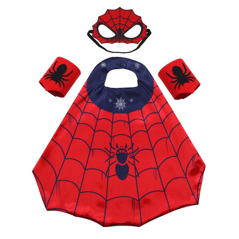 Ensemble de costumes de super-héros de dessin animé pour garçons et filles, déguisement d'halloween, Cape et masque d'araignée avec bracelet