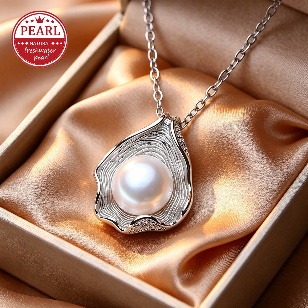 Collar de Plata de Ley 925 con Colgante de Perla Natural de Agua Dulce, Joyería de Moda para Mujer, Nuevo