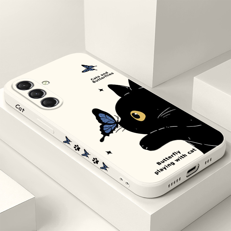 แมวผีเสื้อสําหรับSamsung Galaxy S25 S24 S23 S22 S21 S20 S10 Ultra Plus FEหมายเหตุ 20 Ultra 10 Plus