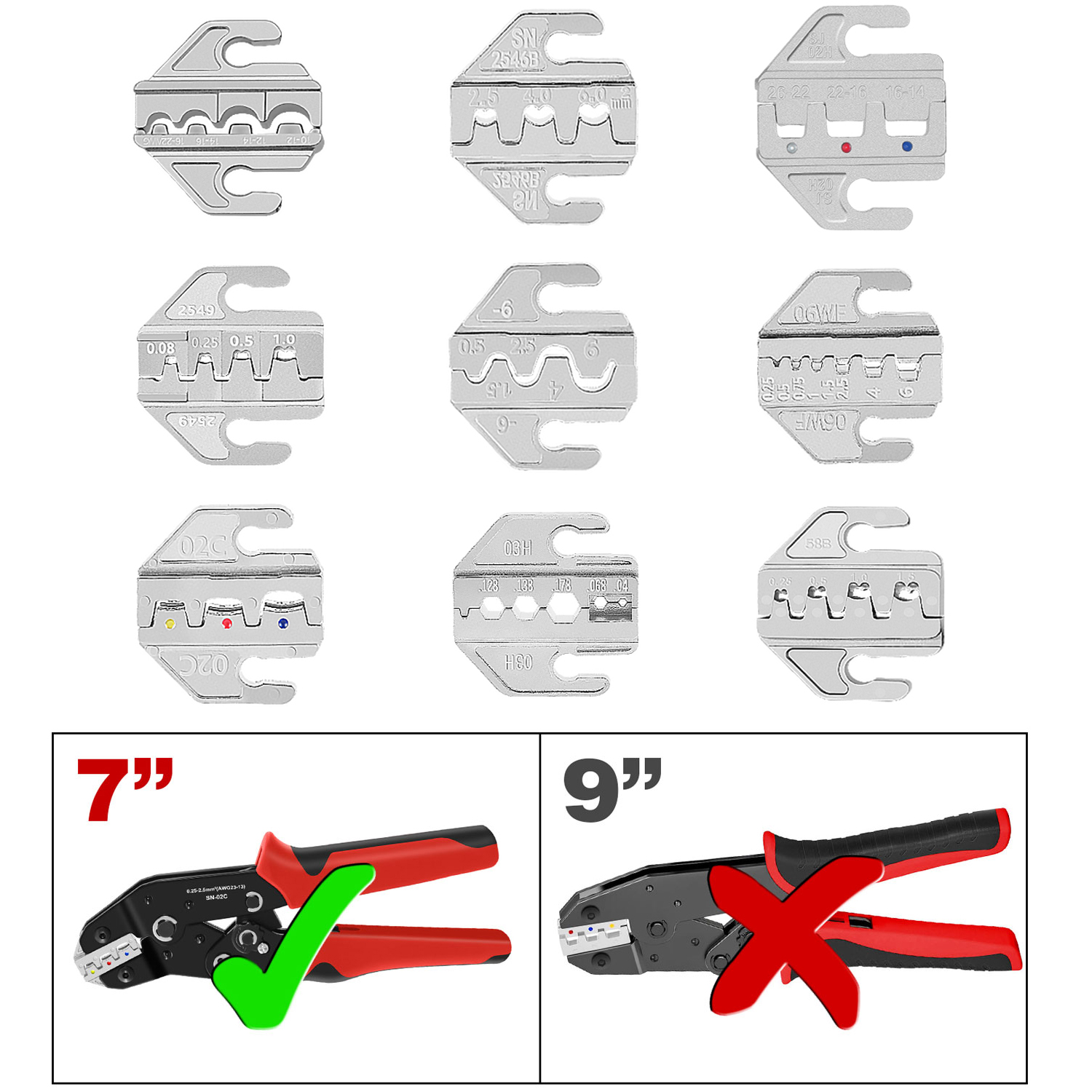 Juego de mordazas para crimpadora SN, mordazas de 4 mm, SN-48B/58B/02C/2546B/2549/06/02H/-6/06WF/03H, utilizado para crimpar terminales