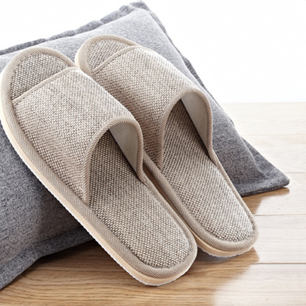 1-5 Stuks Thuis Slippers Dames En Heren Schoenen Koppels Plain Home Linnen Slippers Indoor Platte Schoenen Sandalen Gast slippers
