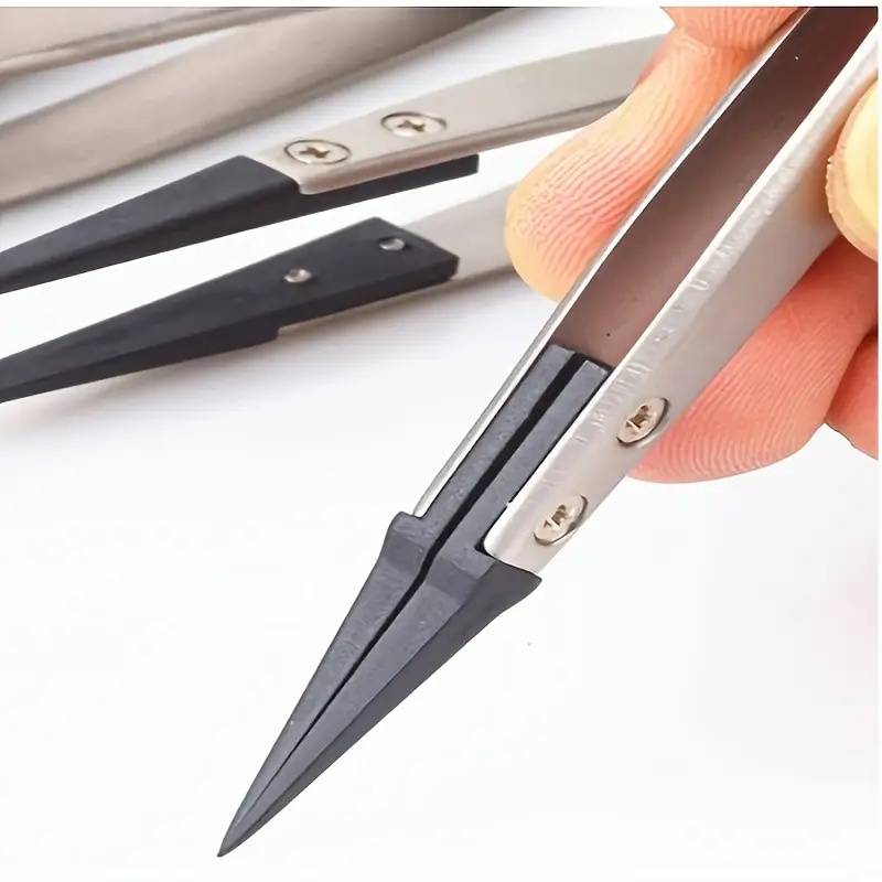 Pinzas de precisión ESD-Safe, puntas antiestáticas con metal resistente para reparación de electrónica y joyas.
