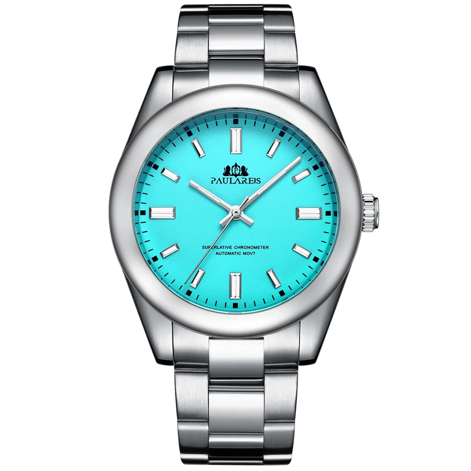 Männer Neue Automatische Selbst Wind Mechanische Edelstahl Luxus Rot Gelb Himmel Blau Grün Bunte Regenbogen Zifferblatt 41mm Mode uhr