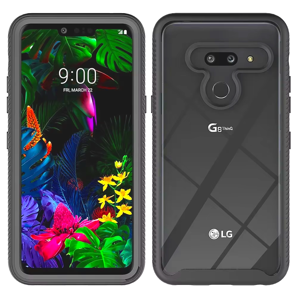 Casing Langit TPU/PC Hibrida untuk LG G8 ThinQ Fundas Capa Dua Lapisan Struktur Tahan Benturan Penutup Belakang Cangkang Sejernih Kristal untuk LG G8