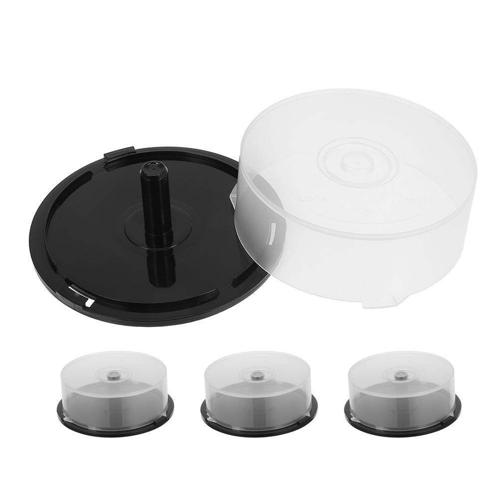 4 Pcs Empty Cd Dvd Storage Bucket Disc Cake Box Spindle Vinyl Record Container Car Holder Clear ganizer Case For Game Discs Home