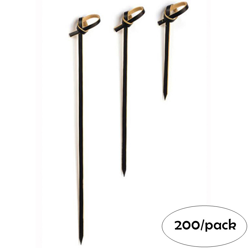 200 peças x casa festa casamento suprimentos descartáveis 120mm cocktail preto atado bambu picareta espetos de frutas