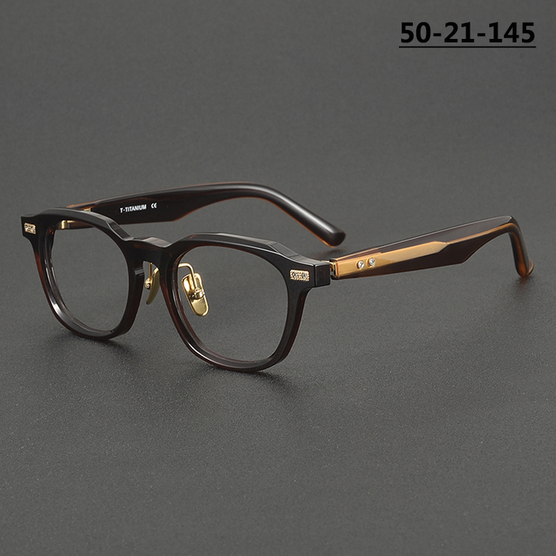 Montatura per Occhiali Retrò Giapponese Fatta a Mano, Occhiali da Vista Quadrati in Acetato Spesso di Alta Qualità per Uomo e Donna, Stile Tartaruga Vintage, Nuovo