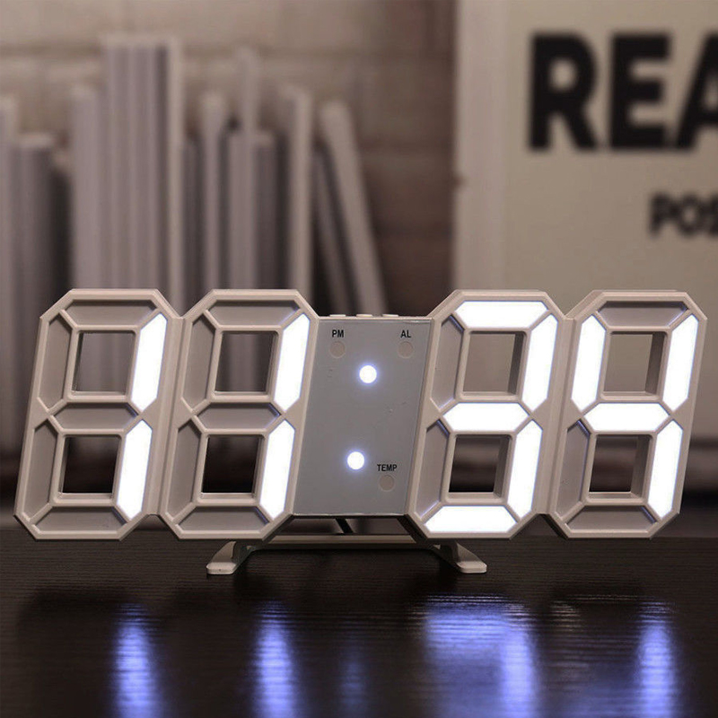 Simple Fashion Electronic Clock 3D Luminous Digital Clock Voice-activated Silent Alarm Clock Creative Desktop Clock