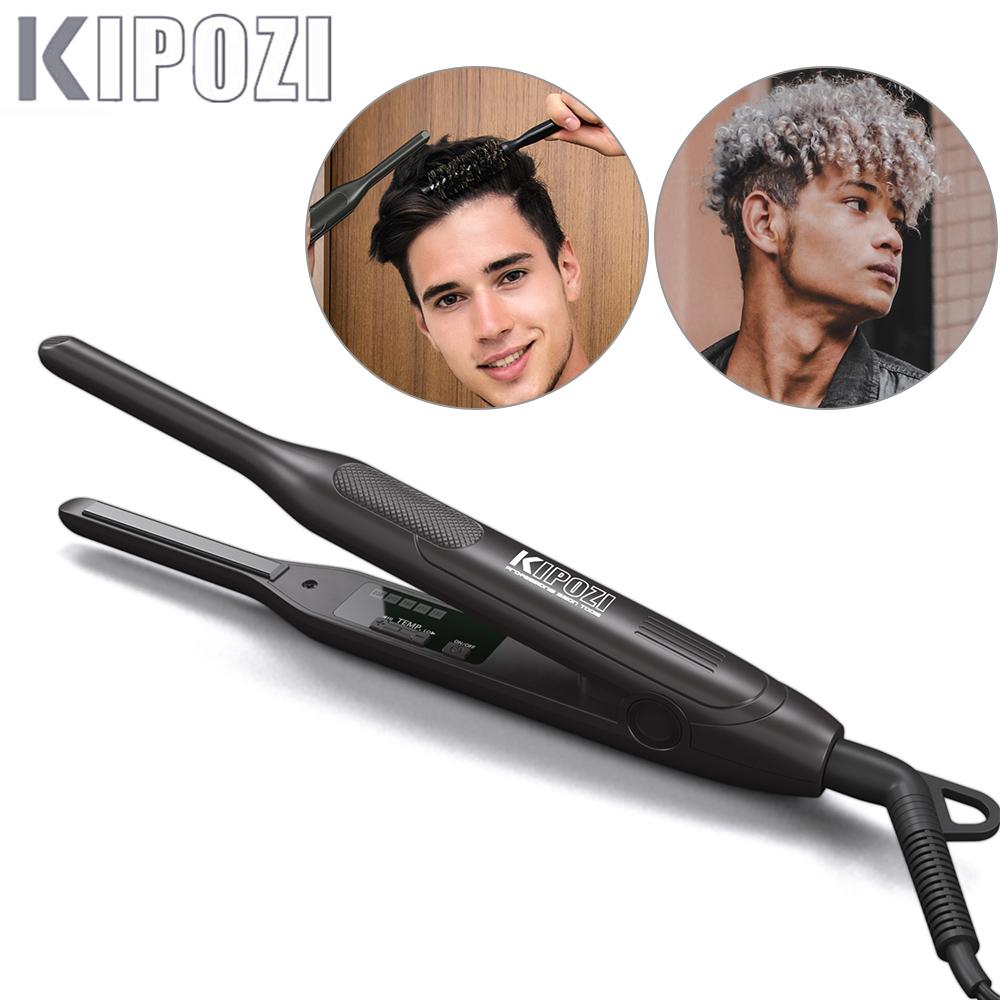 KIPOZI Titanium Kleine Stijltang Kort Haar Pixue Cut Titanium Dual Voltage Plat Haar Ijzer Dunne Potlood Baard Stijltang