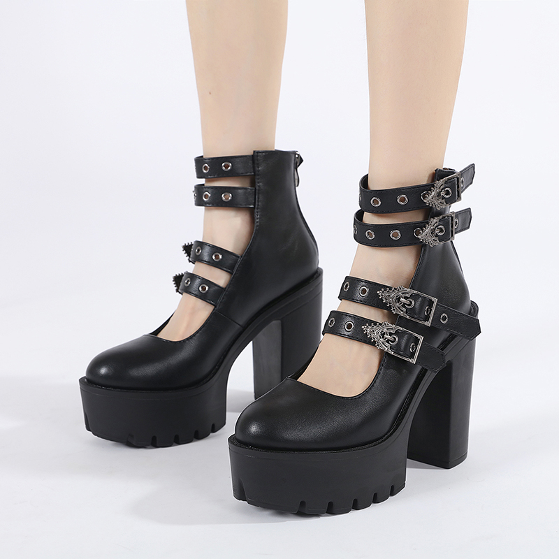Gdgydh-Escarpins à plateforme style gothique pour femmes, talons de nuit pour Halloween, chaussures à essence, fermeture à glissière arrière