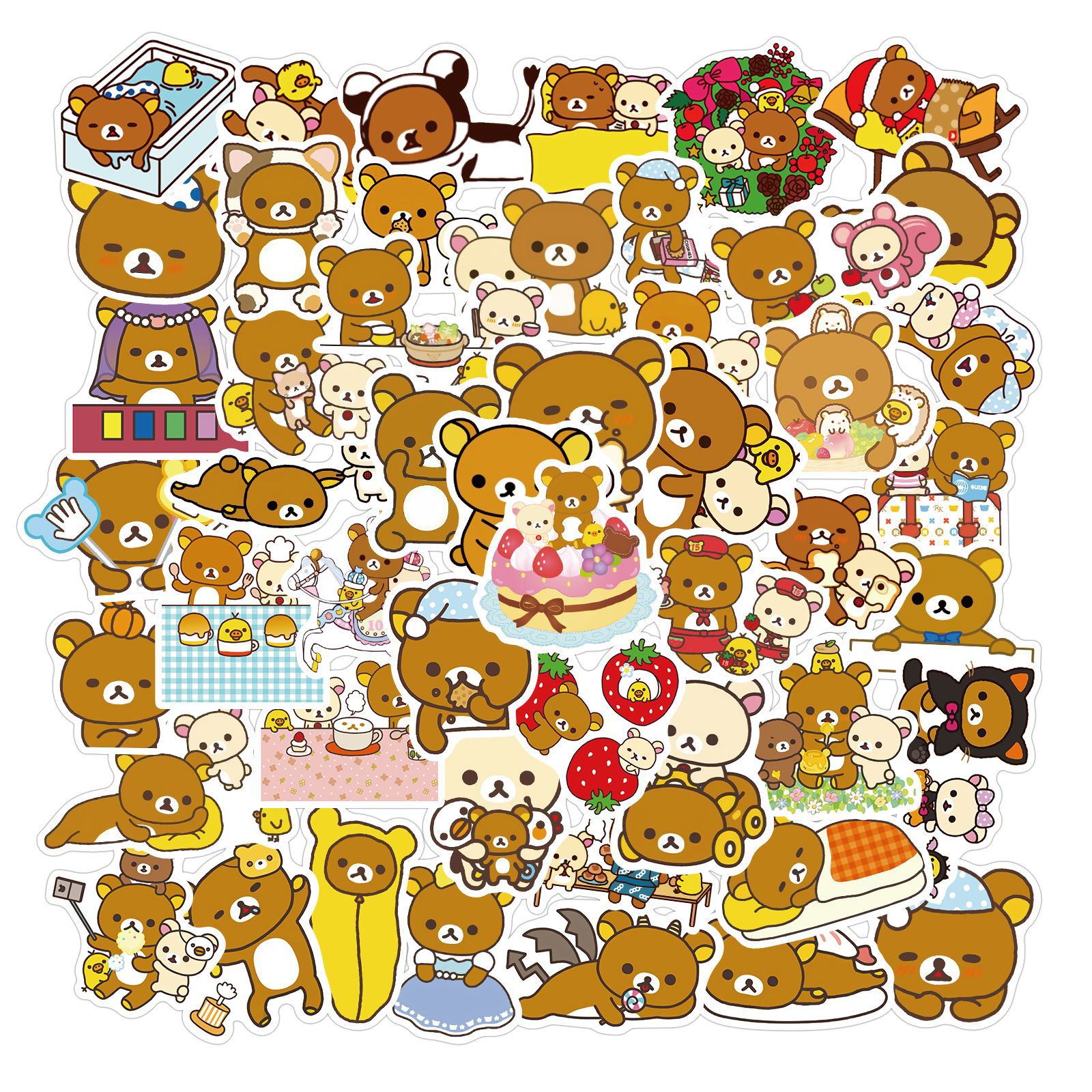 50 шт./компл., кавайный мультяшный медведь Rilakkuma, водонепроницаемые наклейки из ПВХ, скрапбукинг, сделай сам, журналы, милые канцелярские наклейки, дневник