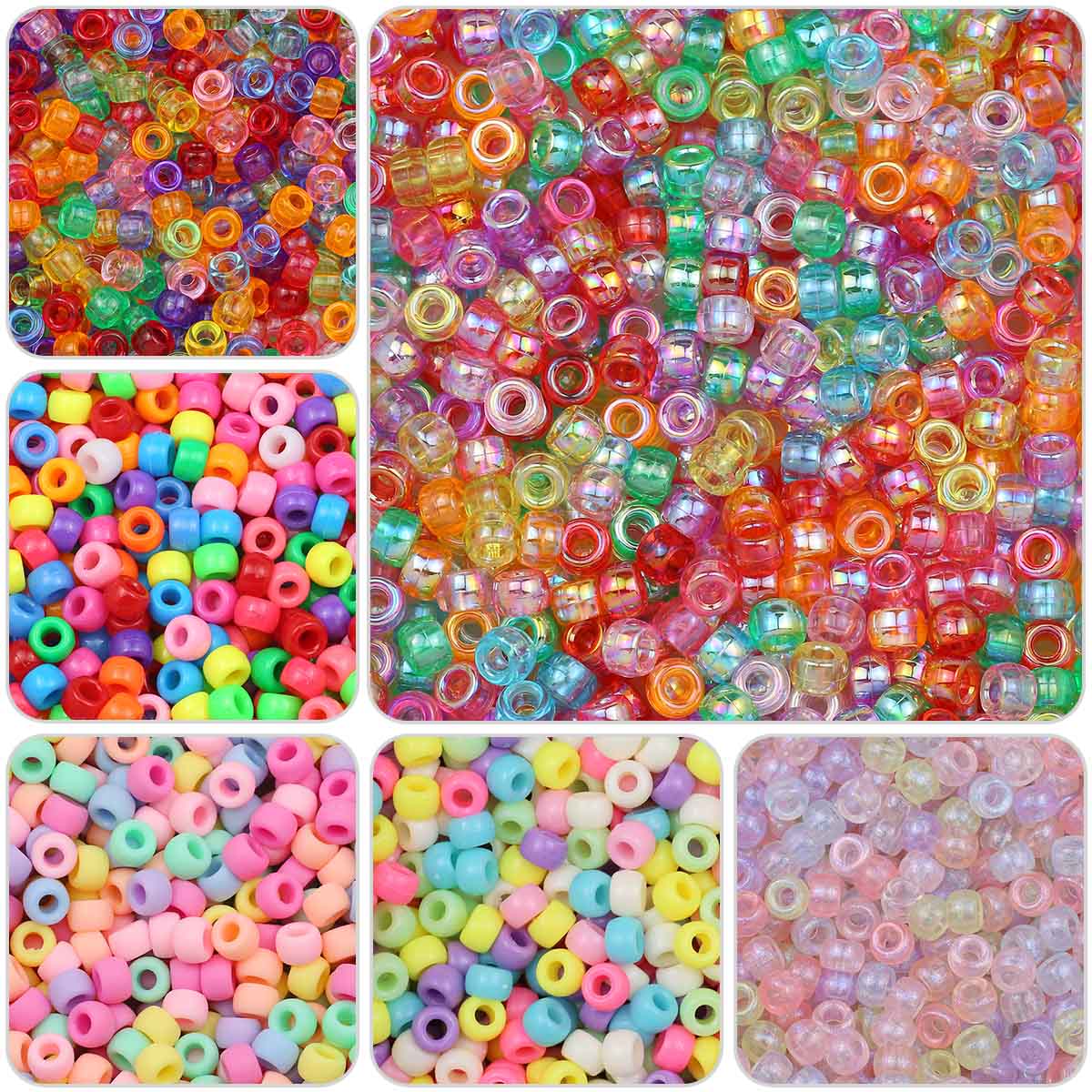 200-1200 Uds. Cuentas de Pony de Agujero Grande multicolor cuentas de plástico para pulseras hacer manualidades DIY joyería llaveros y decoraciones