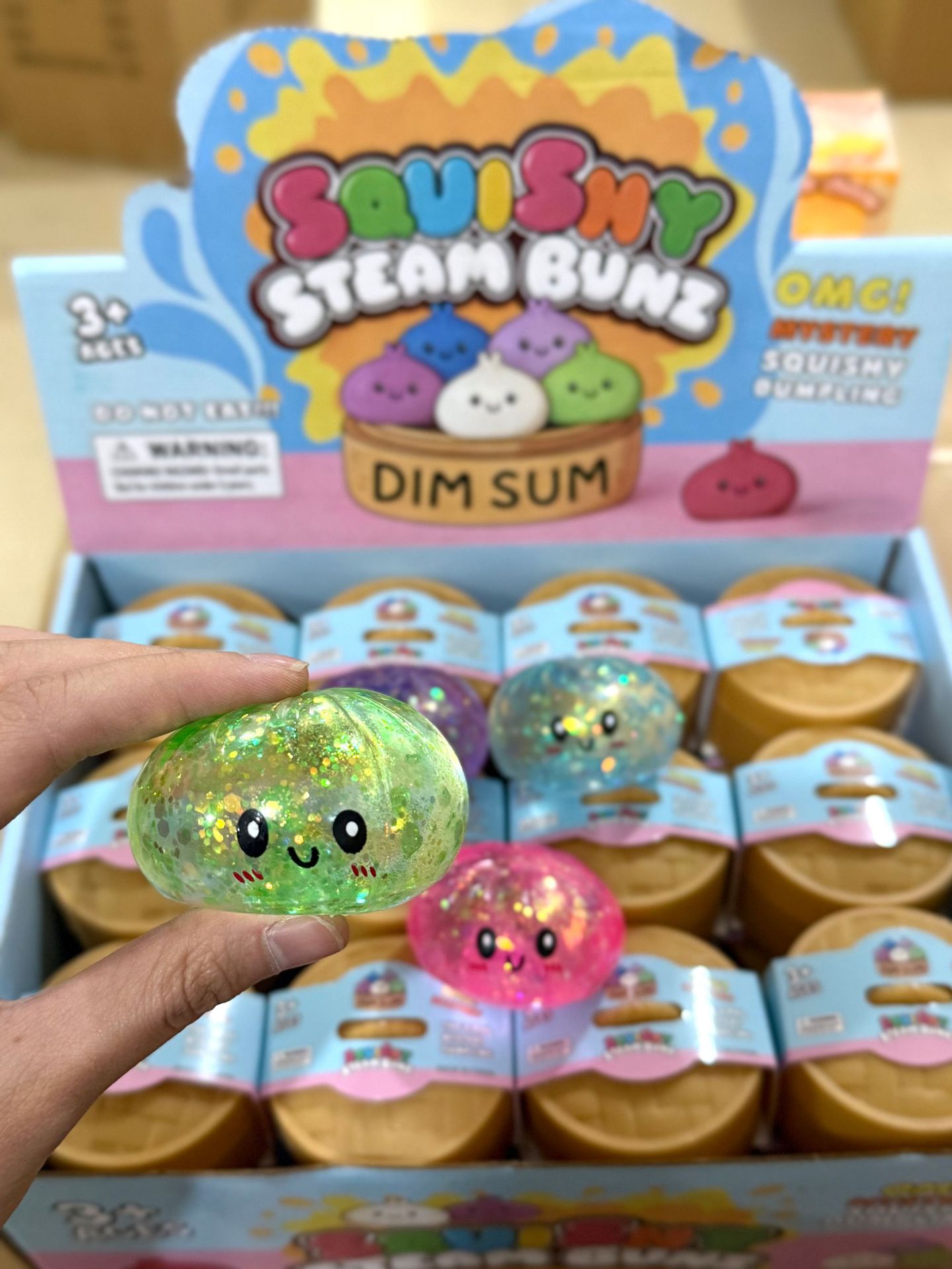 Brinquedo Sensorial Anti-stress Hot Glitter Dumpling Squishy Série Maltose com Caixa, Cores Aleatórias