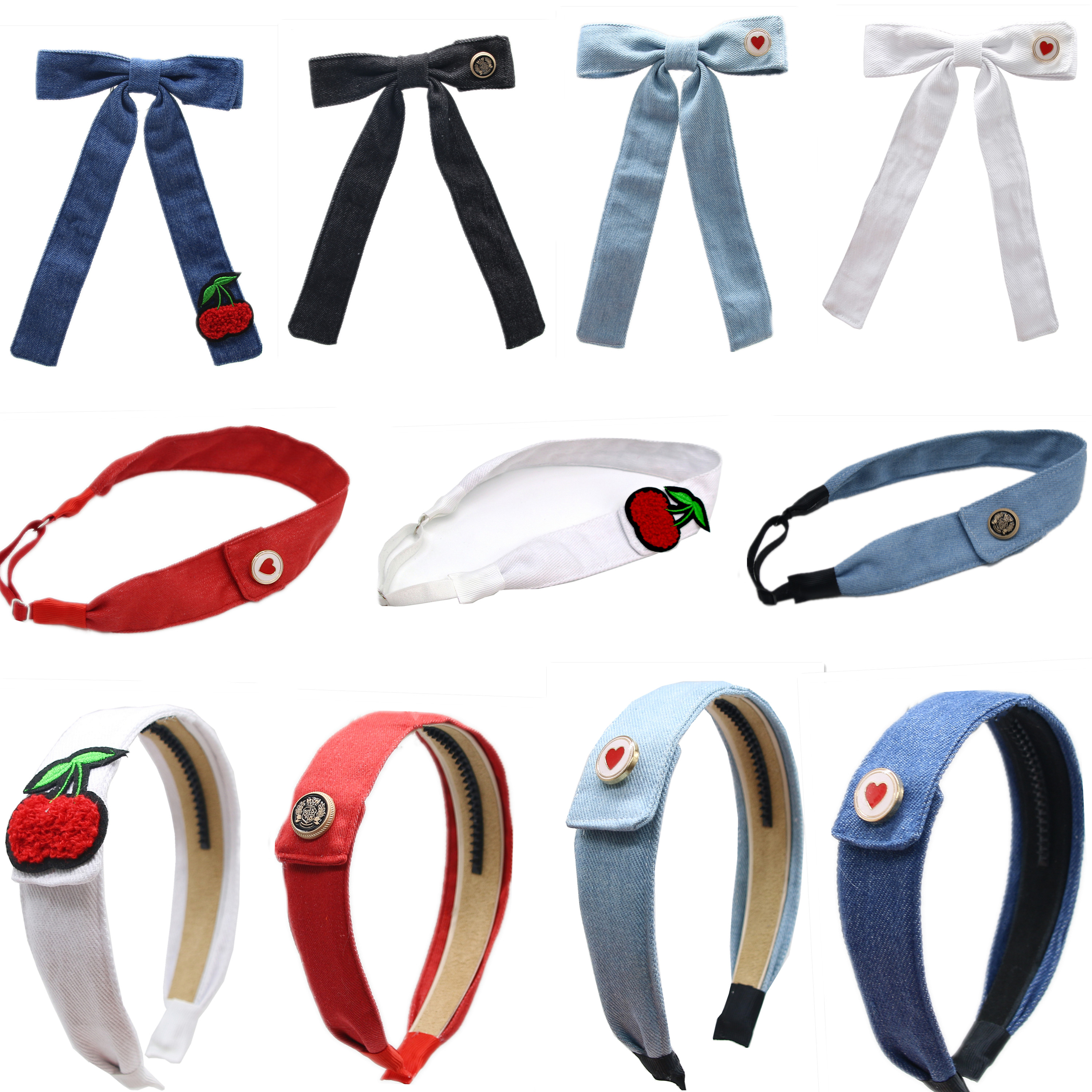 A25 moda lavada denim esporte hairband colorido elástico hairband hairbow acessório de cabelo