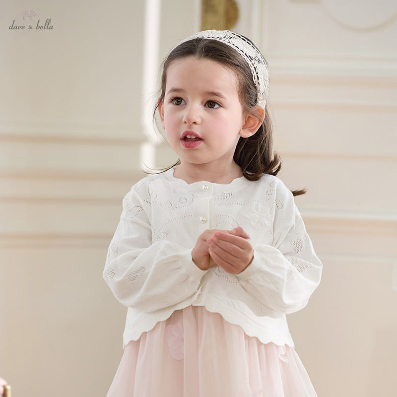 Dave Bella Frühling Mädchen Baby Pullover Strickjacke Sommer Mode Casual Kinder Gestrickte Reine Baumwolle Jacke Tops Sanfte Party DB 2251479