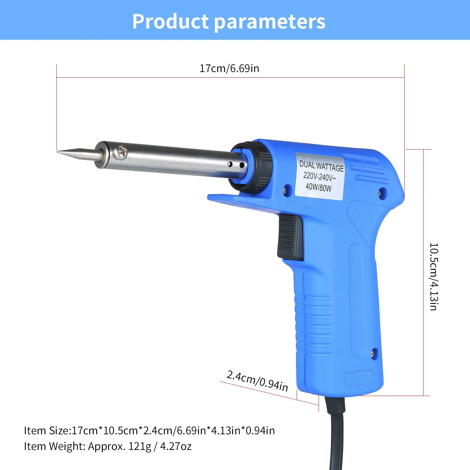 Professional Double Power Electric Soldering Iron 220V-240V - 40W/80W Adjustable, Soldering Iron Gun