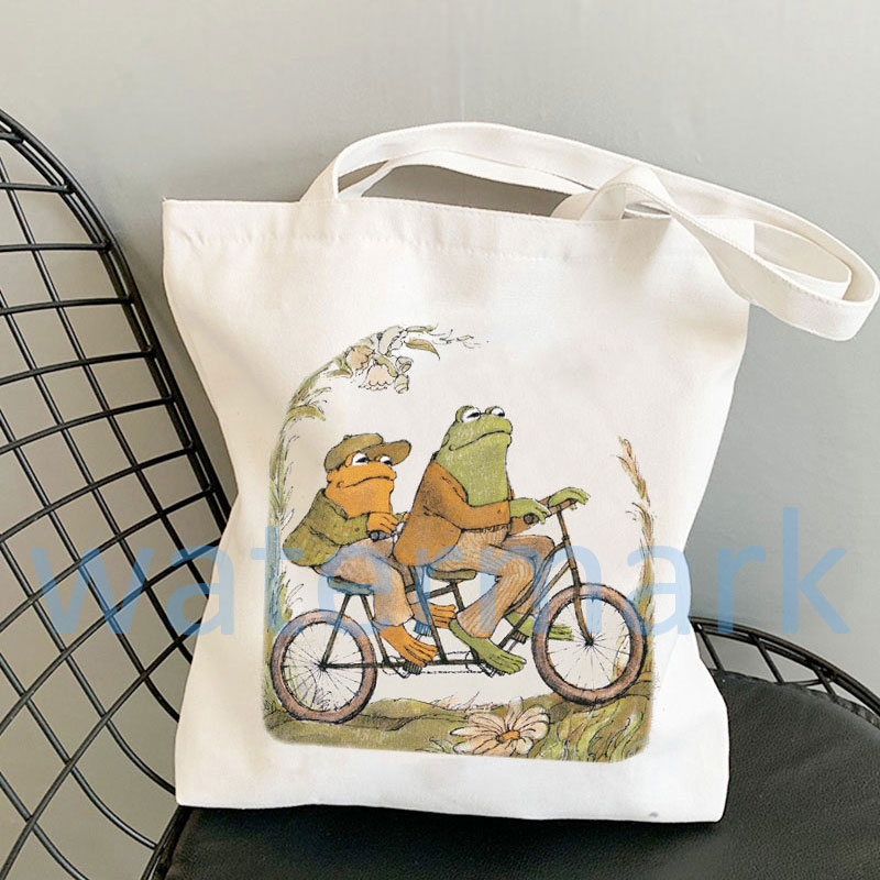 Tas Tote Anime tas belanja tas samping untuk hadiah wanita tas Tote kanvas katak tas Tote kanvas tas Tote Froggy galtore kanvas Tote Bag