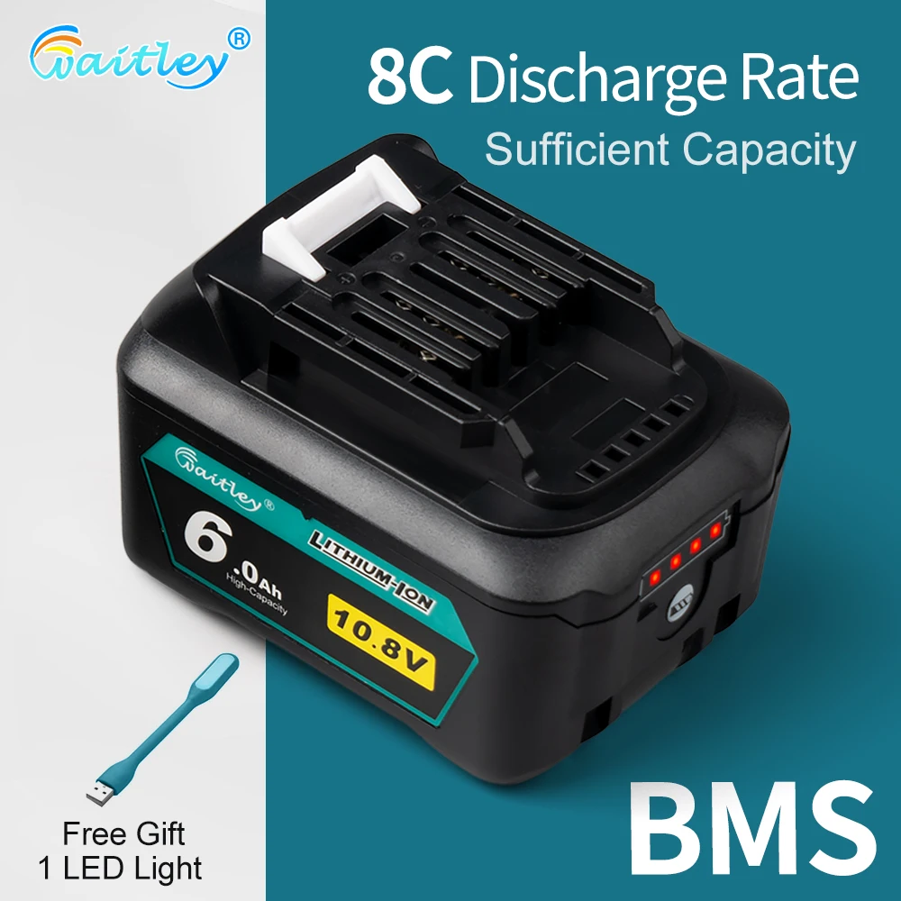 Waitley BL1015 12V 6Ah baterai untuk Makita 10.8V dan 12V alat listrik pengganti BL1040 BL1040B BL1020B BL1020 BL1016